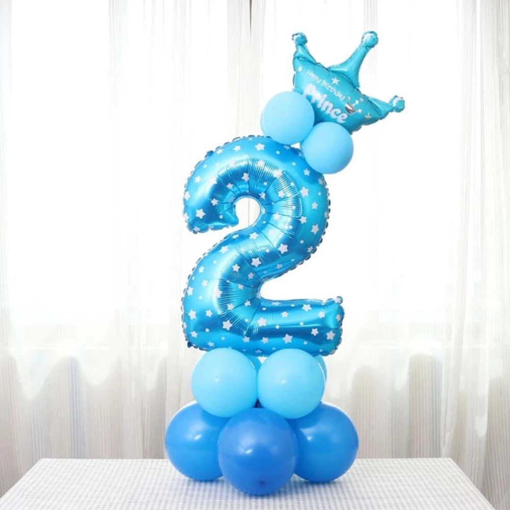 32inch Number 2 Foil Stand Up Balloon DIY Set Road Cited for Baby Shower Kids Birthday Party Celebration Decoration (Blue)