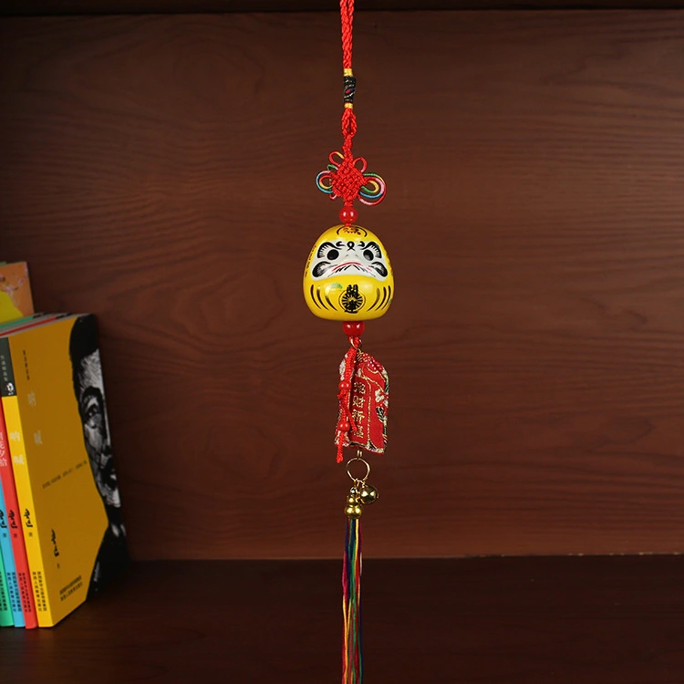 Japanese Daruma Hanging Decor Daruma Statue Pendant Garden Hanging Wind Bell Car Hanging Charm