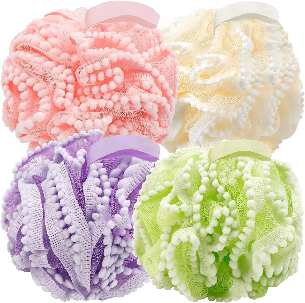 4pcs Shower Loofah Bath Shower Loofah Ball Skin Cleaning Scrubber Replacement