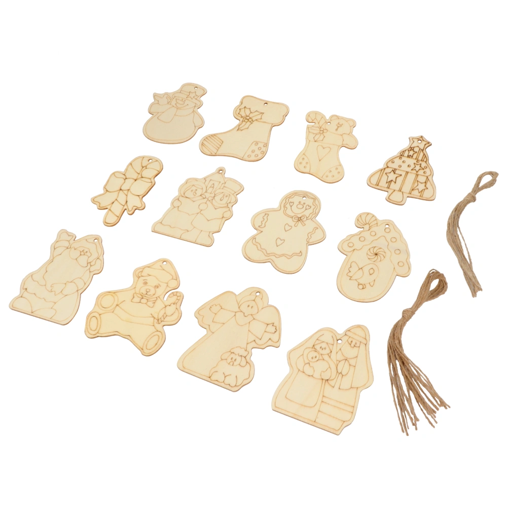 24Pcs Christmas Pendant Wooden Hanging Decoration Lovely Party Supply for Wall