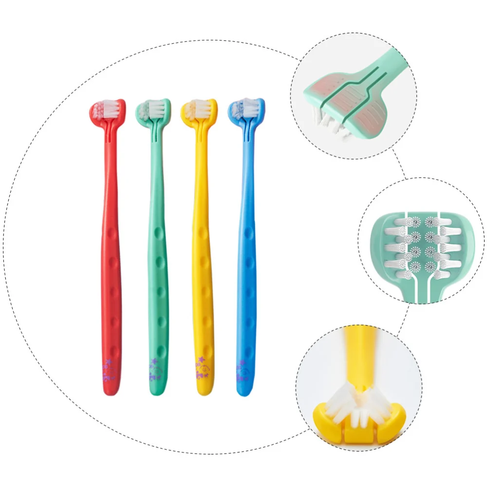 4pcs Three-sided Children Toothbrushes Training Toothbrushes Dental Care Tools