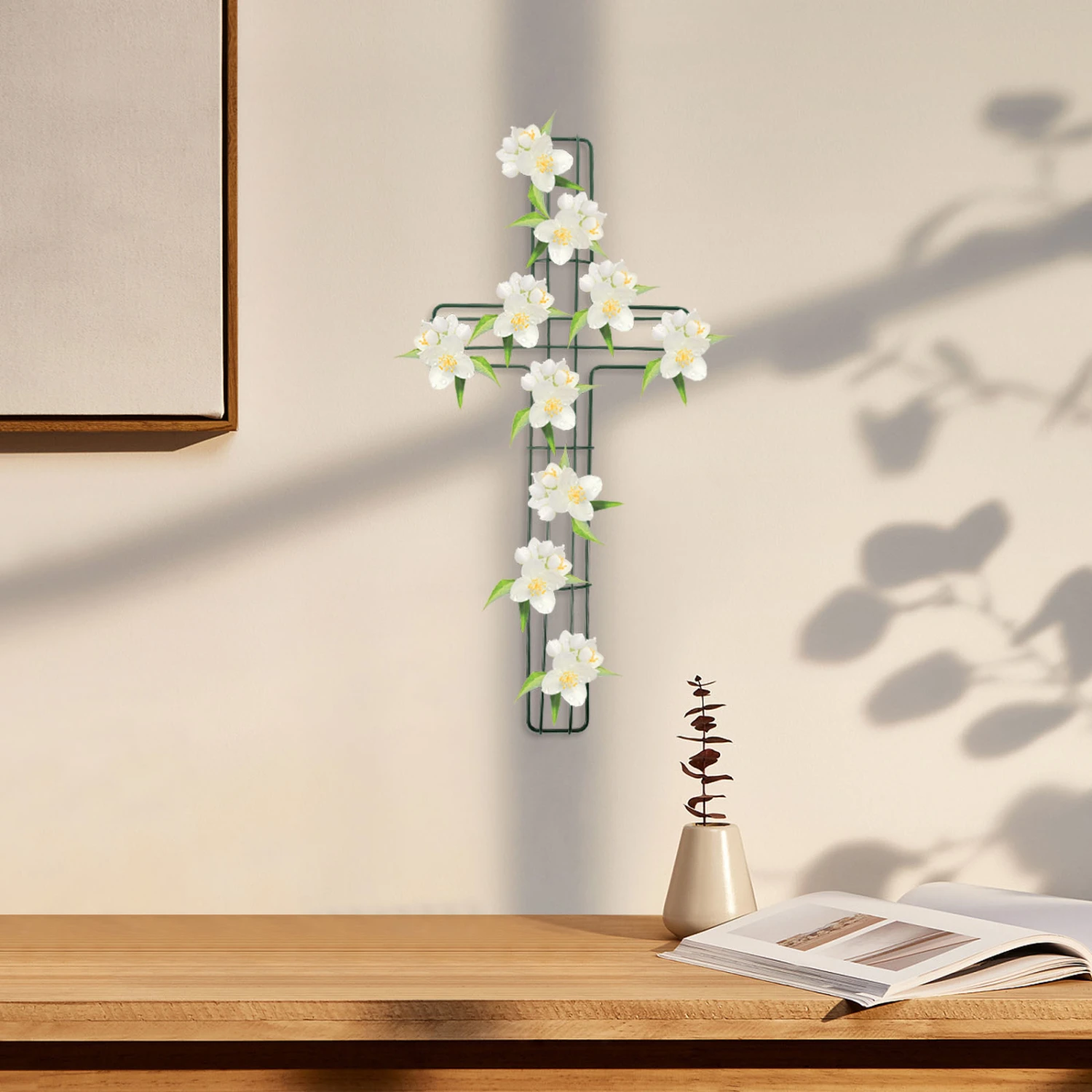 Cross Wreath Frame Metal Cross Shaped Metal Wire Wreath Frame Form for Easter Christmas