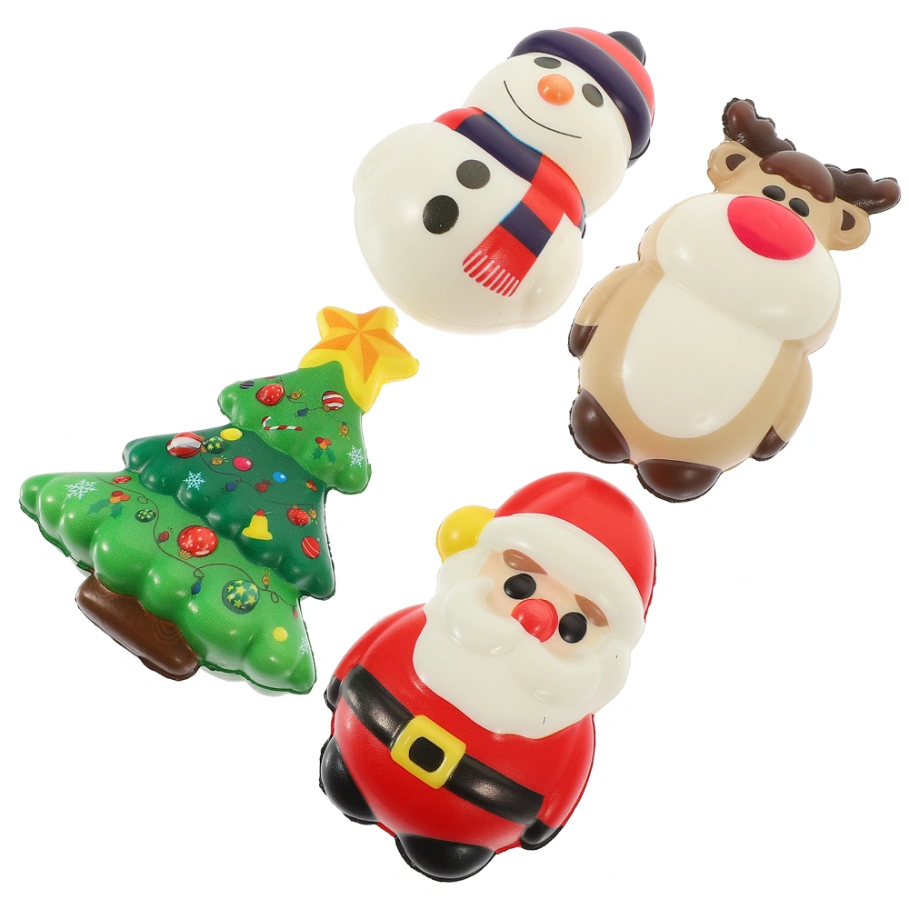 4pcs Christmas Stretchy Toy Xmas Cartoon Squeeze Toy Christmas Stress Relief Toy for Home Office