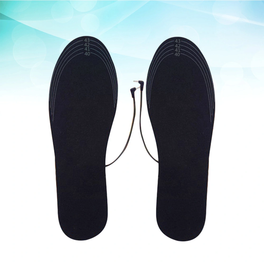 USB Heated Insoles Rechargeable Electric Battery Warmer Shoes Heater Winter Keep Warm Electrically Thermal Insole Black (Size 40-44)