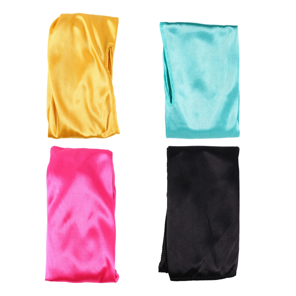 4pcs Elastic Caps Long Tail Turban Headscarf Pirate Hat Headdress for Outdoor Sports (Yellow Black Light Blue Rosy)