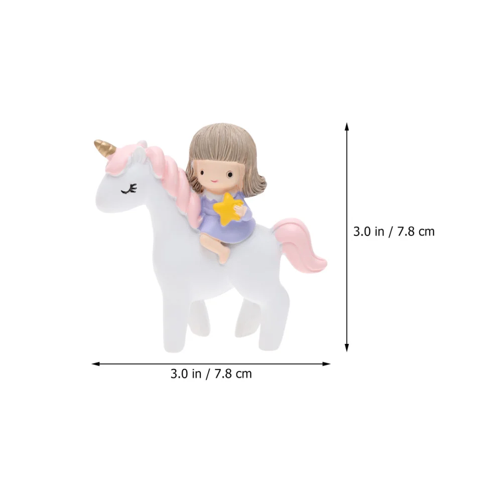 Little Girl and Unicorn Figurine Adorable Resin Desktop Ornaments Festival Decor Children Gift (Pink)