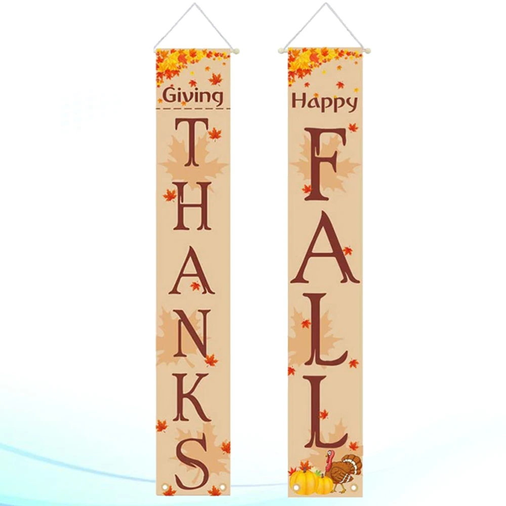 1Pair of Thanksgiving Day Couplets Decorative Door Ornament THANKS FALL Letters Door Hanging Banner