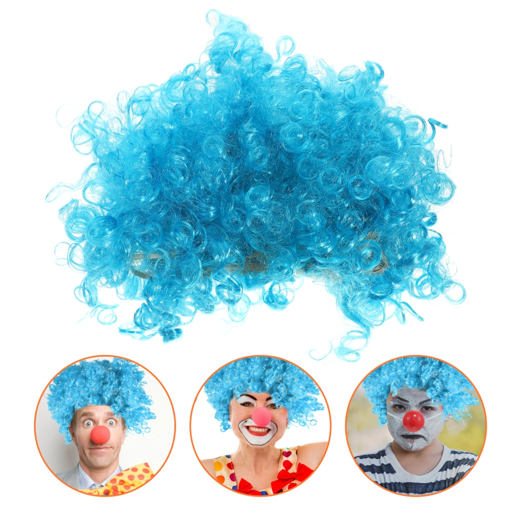 Clown Hair Wig Cosplay Showing Clown Fluffy Ball-shape Wig Hairstyle Headwear for Halloween Masquerade Christmas (Light Blue)