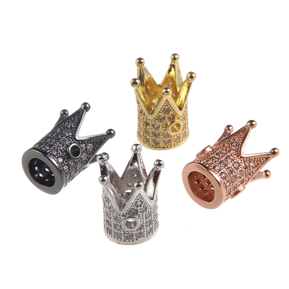 8PCS Creative DIY Accessories Diamond King Crown White Diamond Spacer Beads Necklace Jewelry Loose Beads