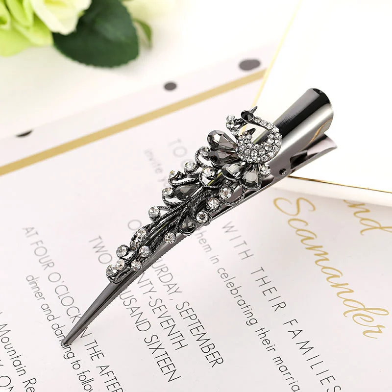 Duckbilled Hair Clamp Vintage Hair Clip Woman Hairdressing Clip Girl Rhinestone Hair Clip