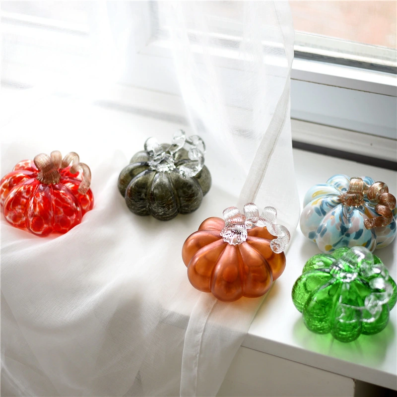 Colorful Glass Art Pumpkin Ornaments American Country Home Decoration