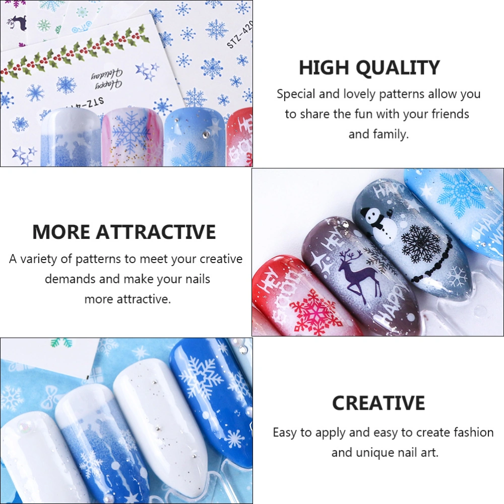 60 Sheets Colorful Snowflake Pattern Nail Stickers Christmas Themed Decals