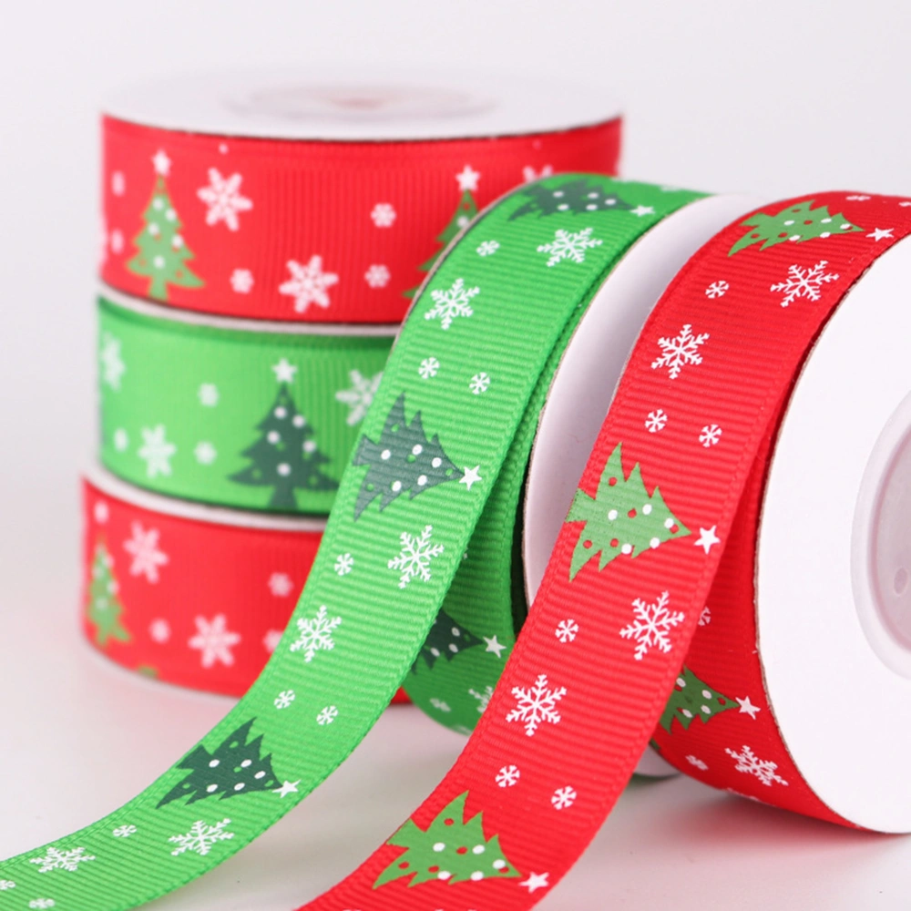 2 Rolls 10 Yards 2CM Snowman Snowflake Craft Ribbon Christmas Trim Ribbon Double Side Cake Gift Wrapping Tape for New Year Wedding Decor (Red/Green)