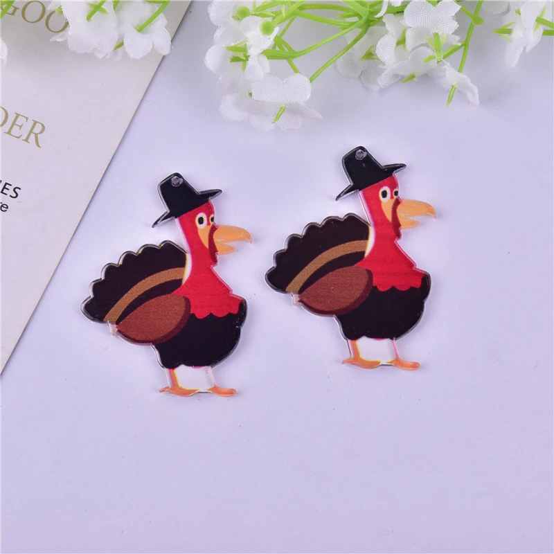 10pcs Thanksgiving Jewelry Charms Small Turkey Charms DIY Making Accessories for Necklace Bracelet Crafts