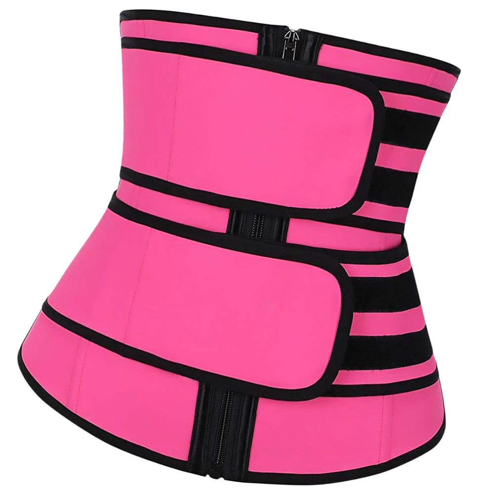 Tight Fitness Bodysuit Double Belt Corset Practical Waist Trainer Women Bodysuit Size M Pink