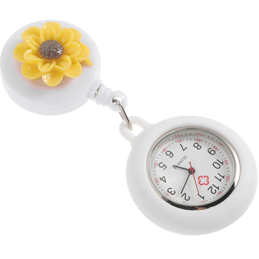 Retractable Nurse Watch Clip on Nurse Watch Flower Nurse Pocket Watch Portable Nurse Watch