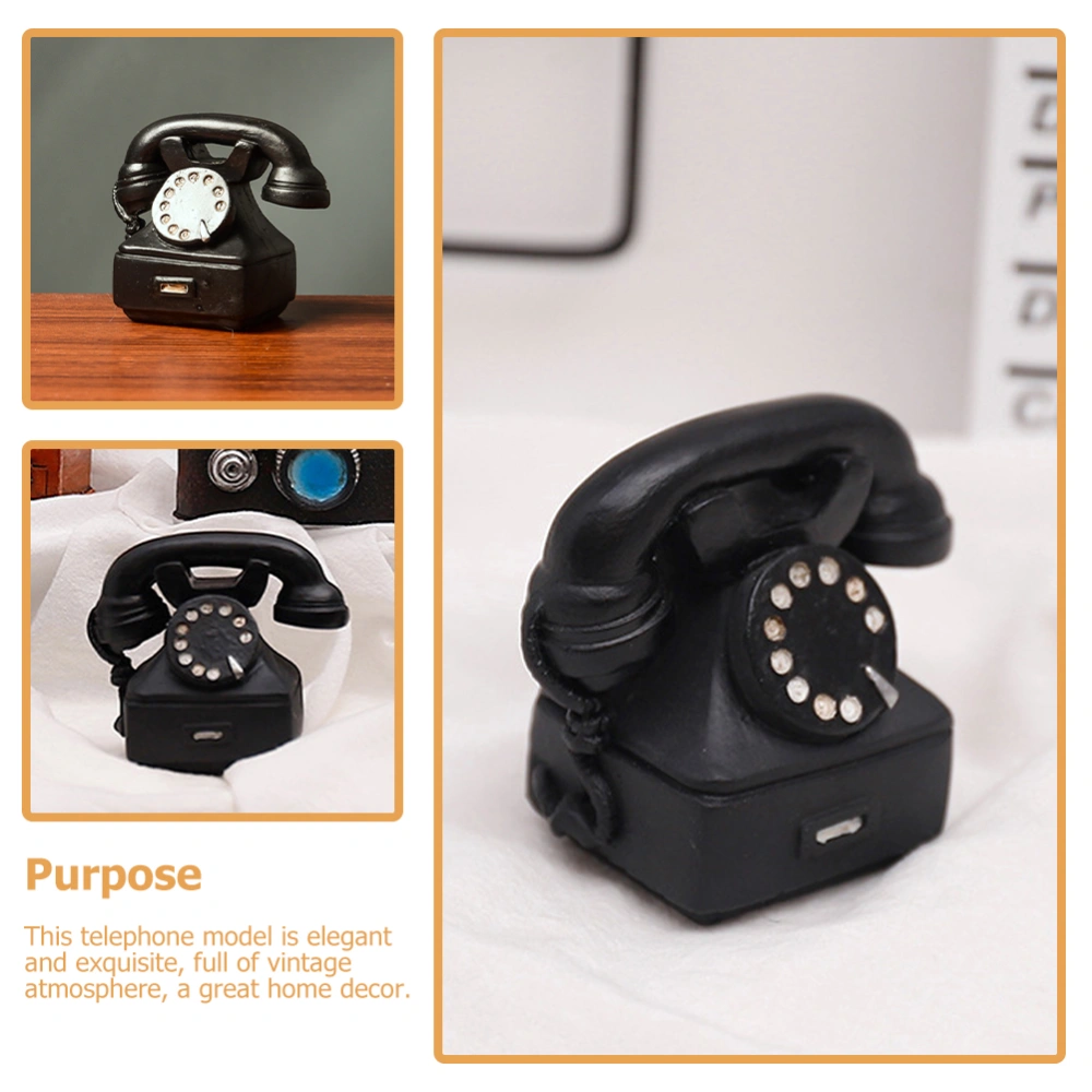 2pcs Vintage Phone Ornament Telephone Desk Decor Home Ornament Photograph Prop