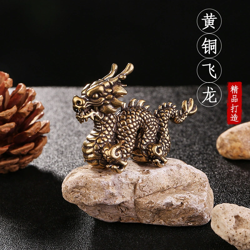 Brass Dragon Statue Chinese Dragon Figurine Attract Wealth Luck Dragon Decor