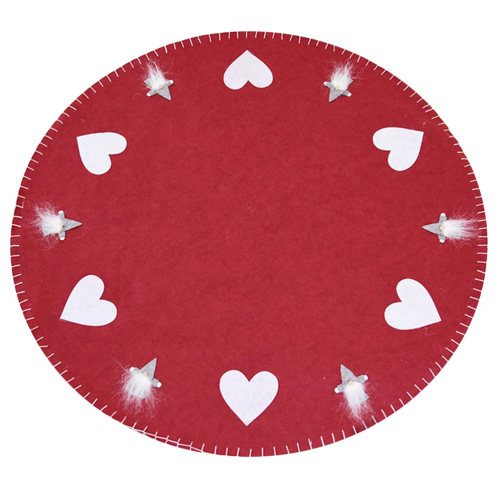 100cm Wool Felt Christmas Tree Skirt Felt Cloth Christmas Tree Base Decoration Apron Wrap - Hearts Pattern (Red)