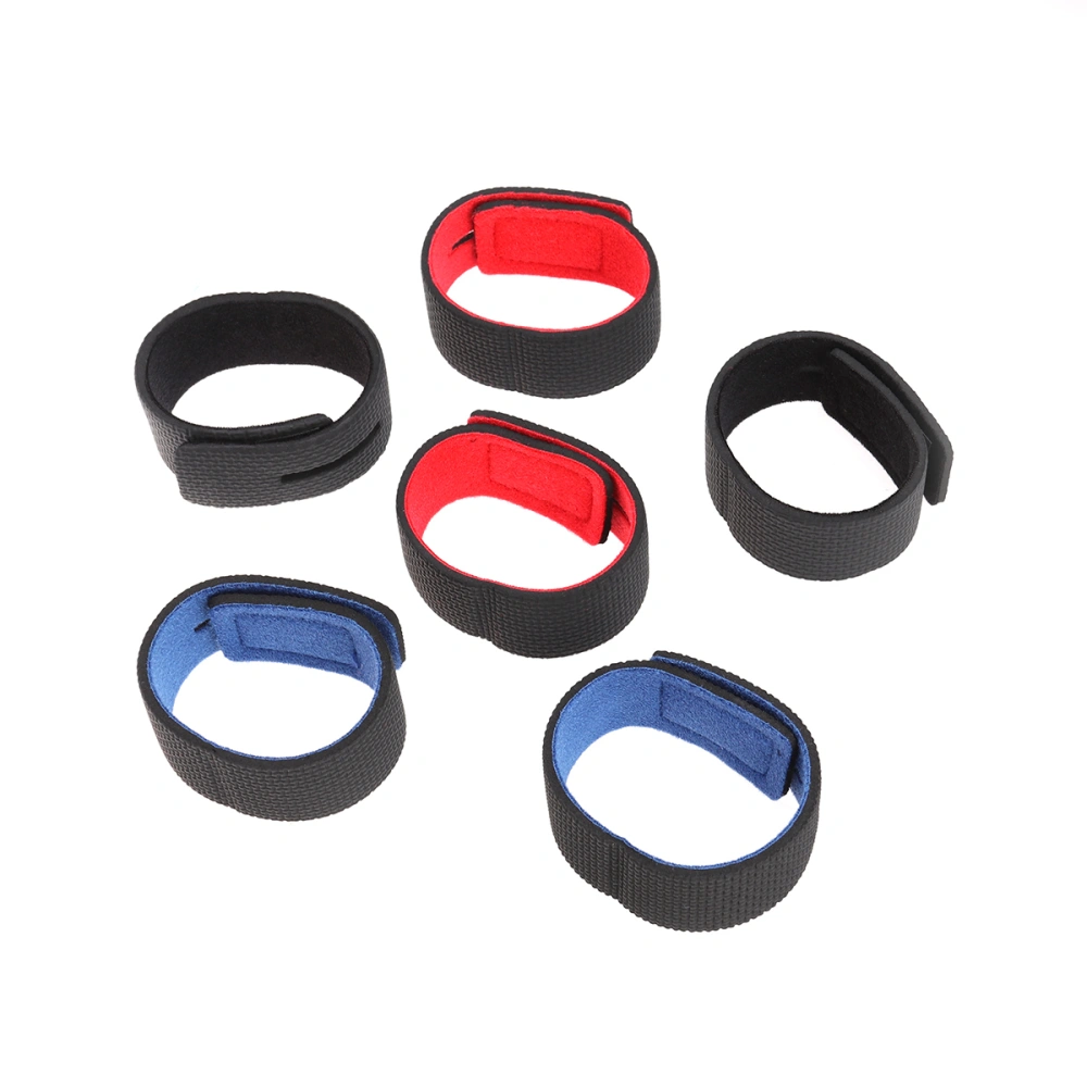 6pcs Multipurpose Loop Securing Straps Adhesive Anti-skid Straps Fixation Device Fishing Rod Bandage Fixture (Red/Blue/Black)