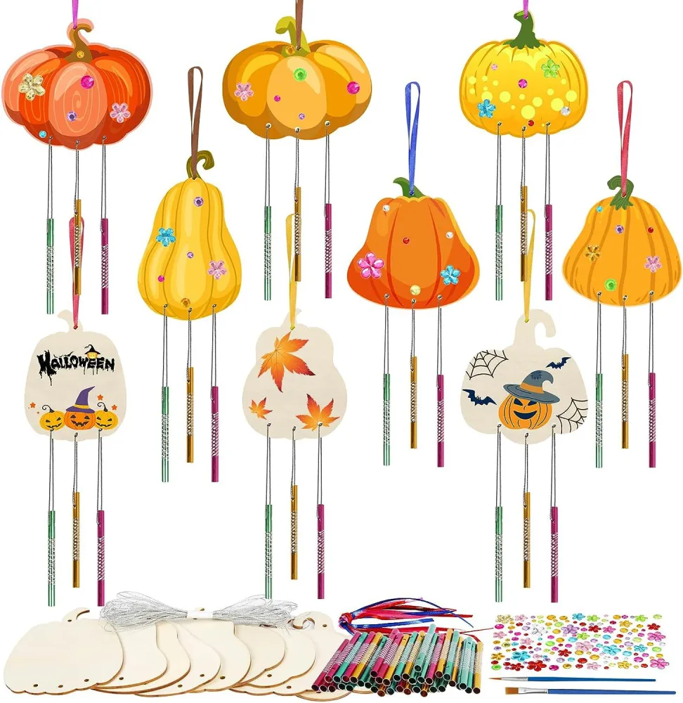 1 Set Halloween Windchime Pumpkin Windchime Pendant Wooden Wind Bell Halloween Decoration