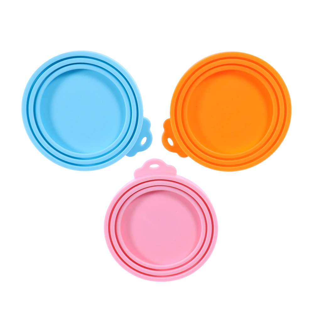 Food-Grade Silicone Pet Food Storage Can Lid Cover for Multiple Sizes (Blue Orange Pink)