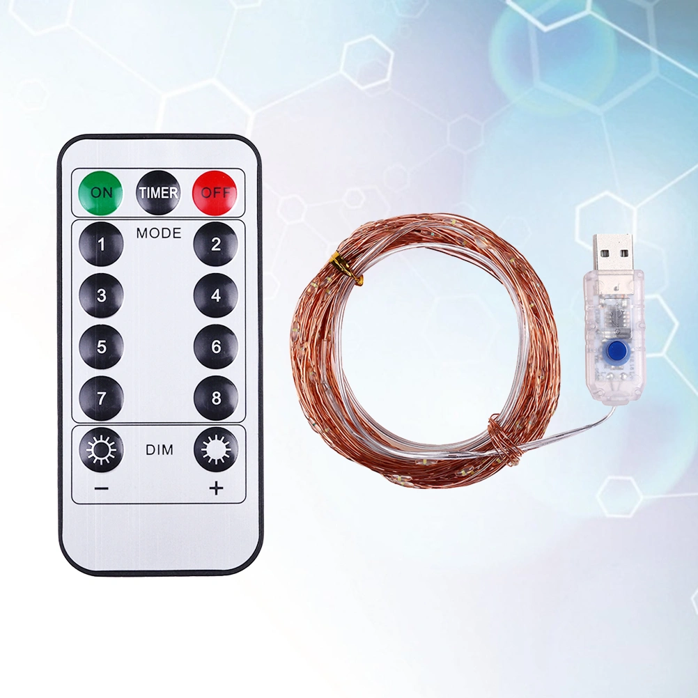 5M USB 50 LED 8 Function Copper Wire String Lights Fairy Light with Remote Controller For Xmas Festival Holiday Wedding Home Decoration No Battery BZ1193 (White)
