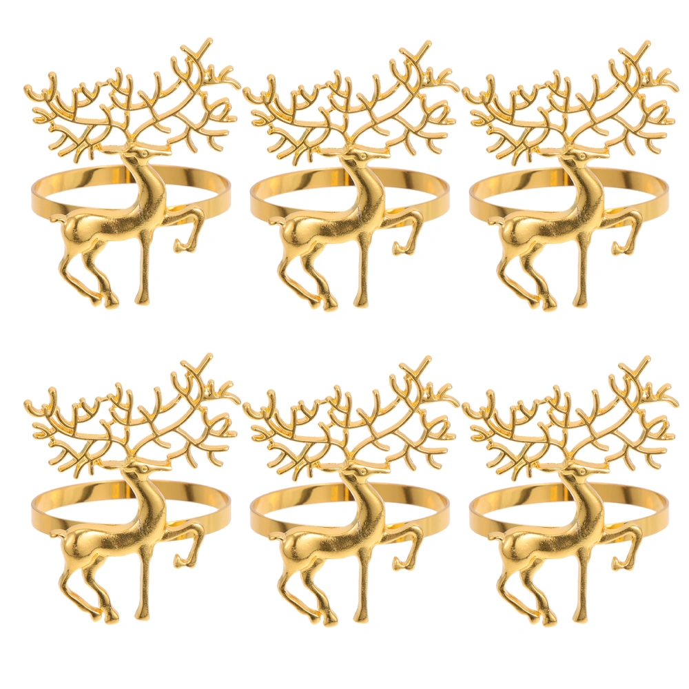 6Pcs Elk Shaped Napkin Buckles Decorative Elk Napkin Rings Christmas Elk Theme Napkin Rings