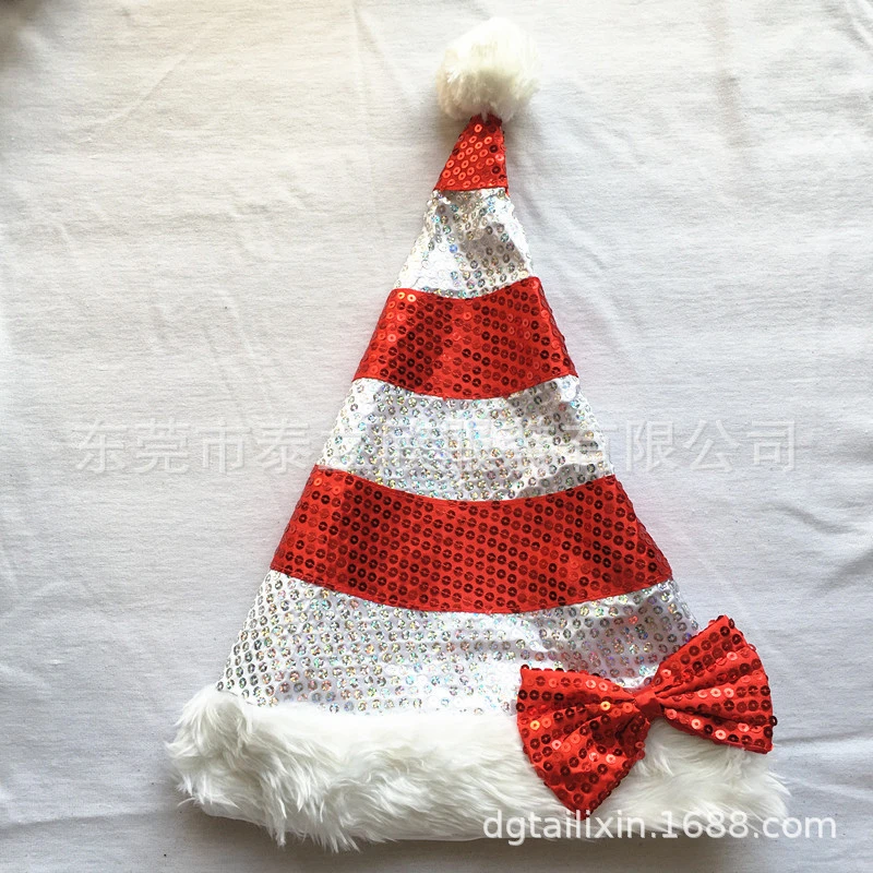 Santa Hat Sequin Plush Christmas Hat Festive Headgear Performance Hat Prop