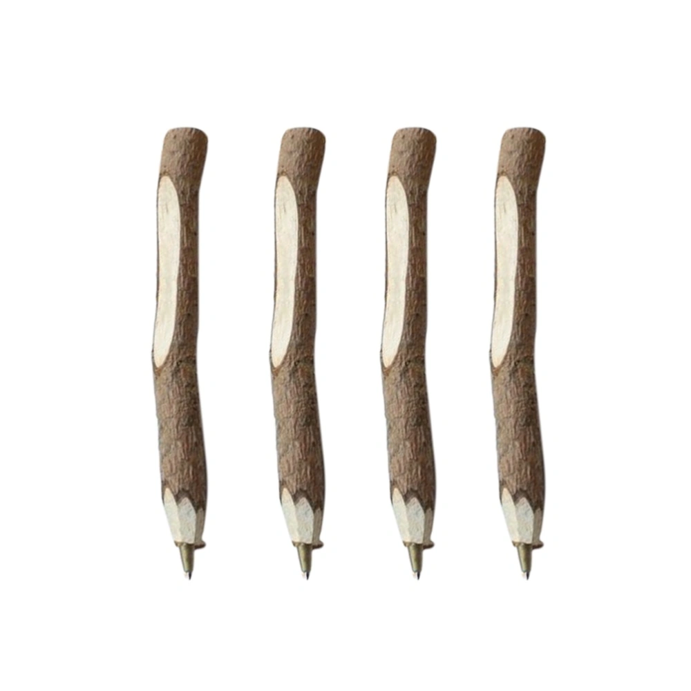 12pcs Bark Wood Ball Pens Creative Ballpoint Pen School Office Stationery Supply (13cm)