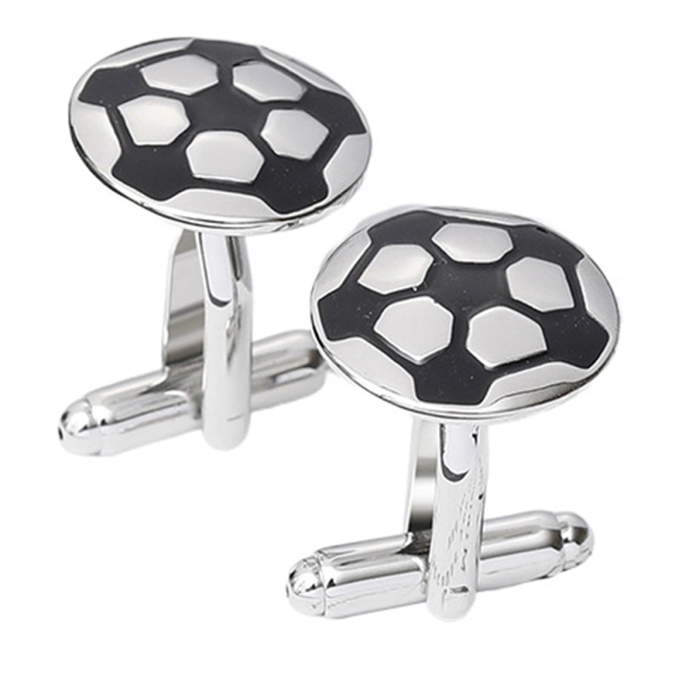 1 Pair of Football Cufflinks Shirt Sleeve Nail for Business Occasion Creative Sleeve Button Cufflink Silver