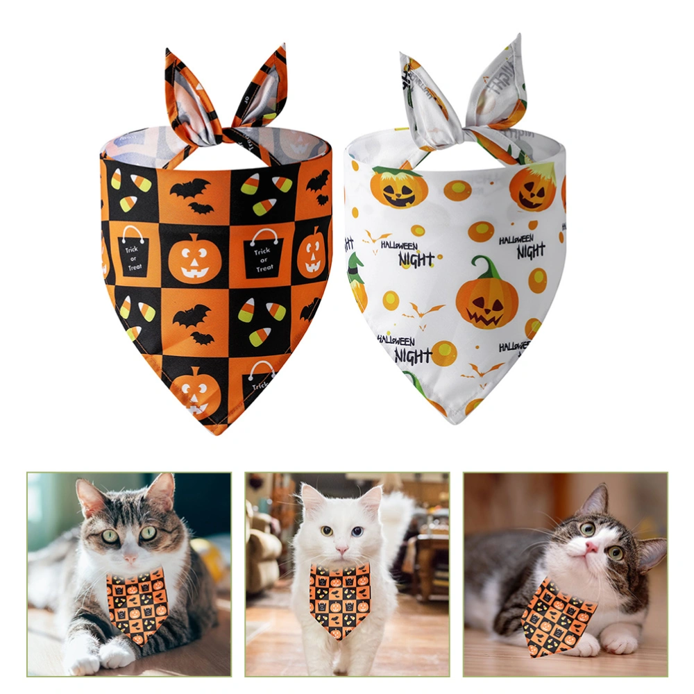 2Pcs Halloween Dog Bandanas Pet Bandanas Pumpkin Pet Scarf Washable Dog Bibs