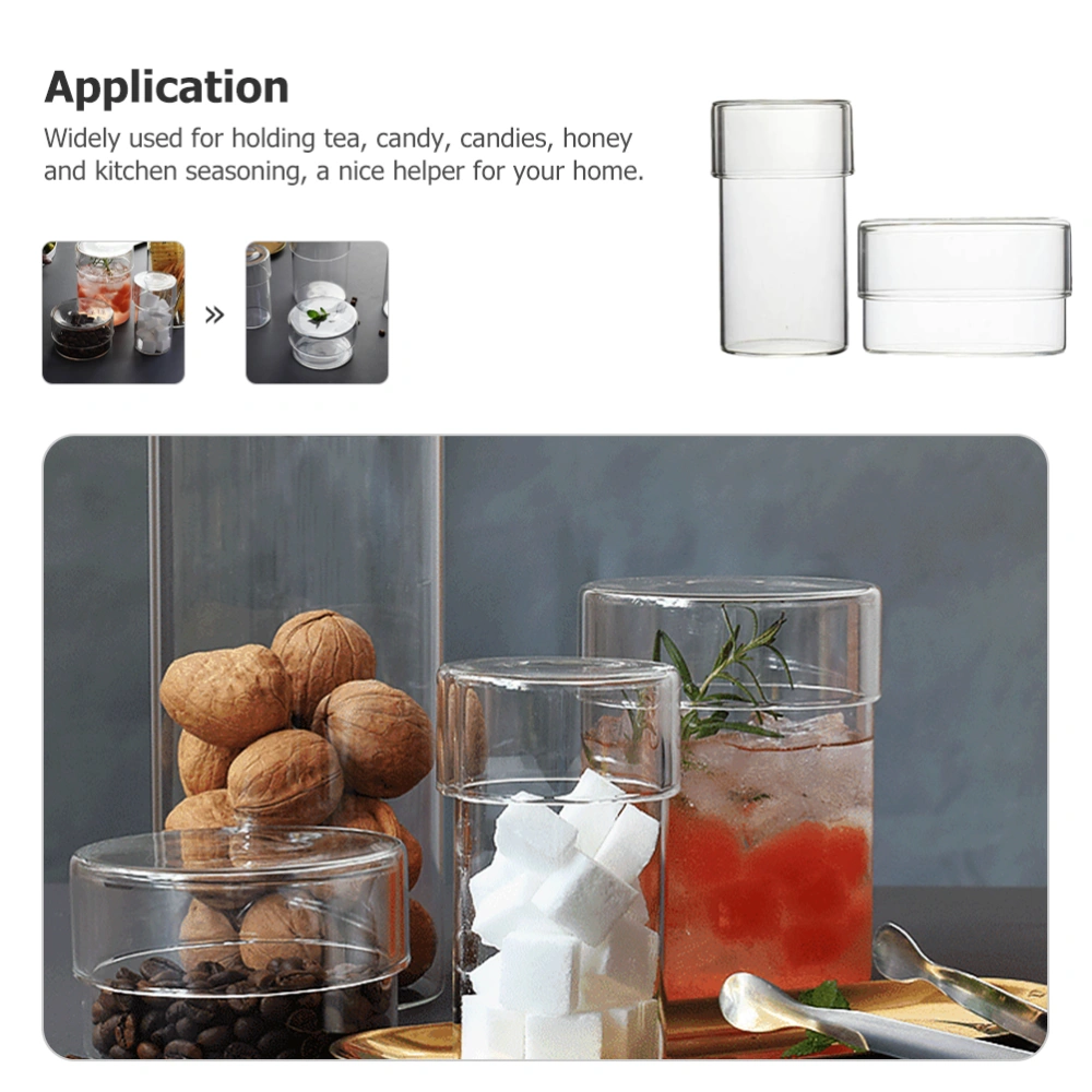 2pcs Transparent Glass Jar Scented Tea Storage Bottle Coffee Bean Glass Bottles