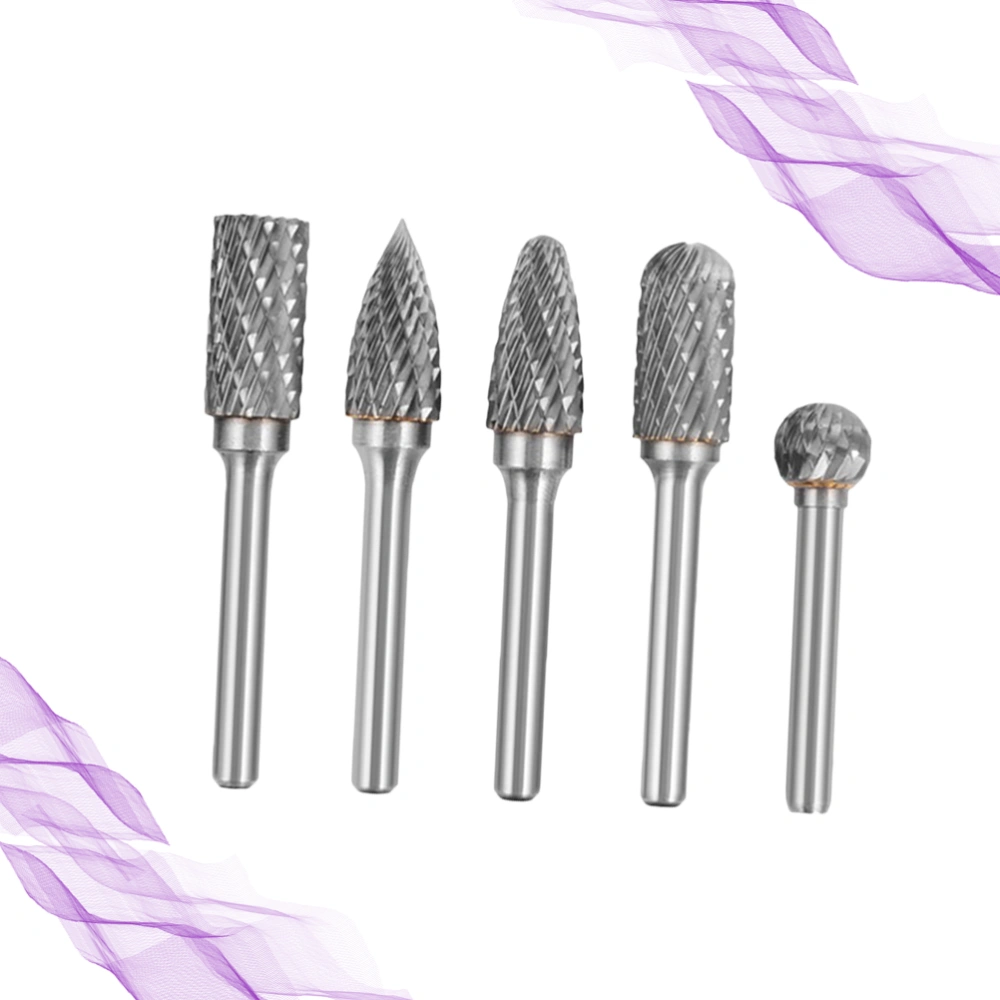 5 PCS 8MM Grinding Head Tungsten Steel Mace Design Routing Router Bits Burr Rotary Tools Suit Woodworking Carving Engraving Drilling Rotary Tools (Silver)