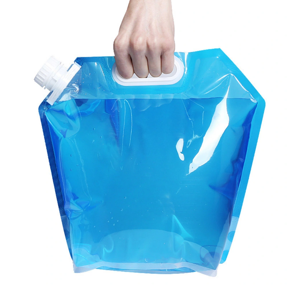 4pcs 5L Outdoor Water Bags Portable Water Container Large Capacity Food Grade Water Carrier for Camping (Transparent+Blue)