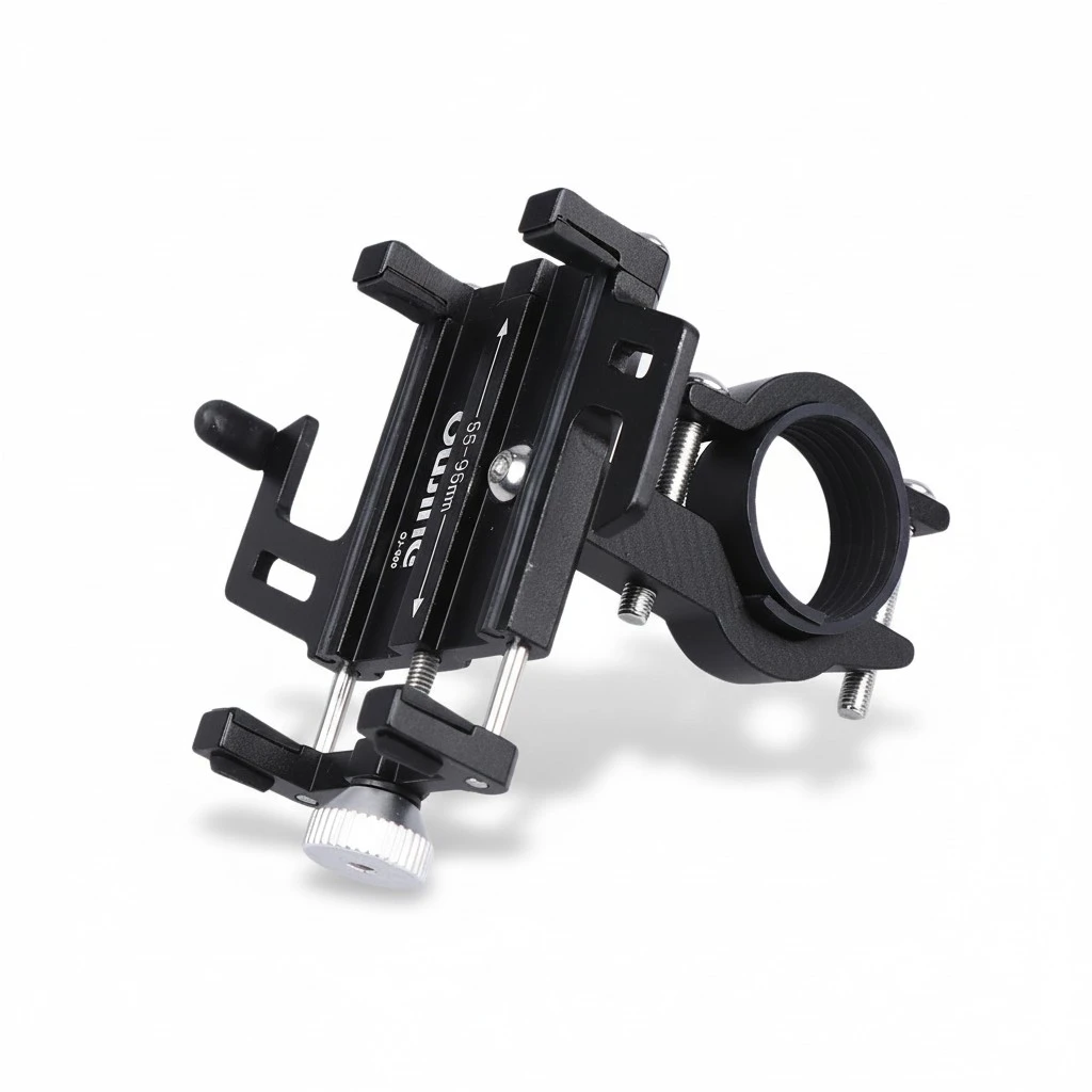 Car Mobile Phone Case Base Bracket Aluminium Alloy Adjustment Desktop Phone Holder Compatible for Car Motorbike(Black)