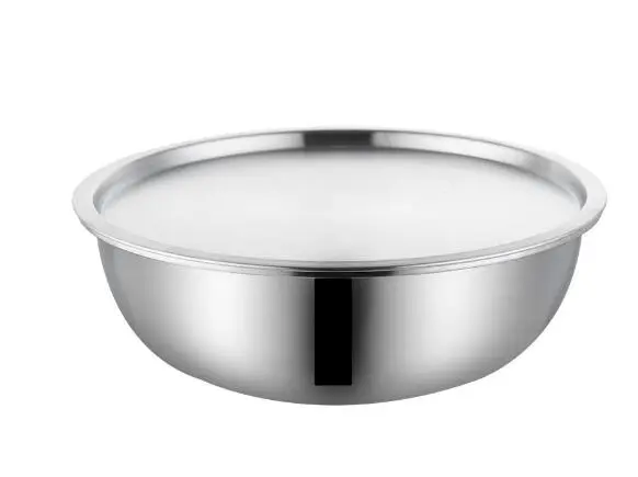 Stainless Steel Basin Mixing Basin Household Dough Mixing Basin Food Container with Cover