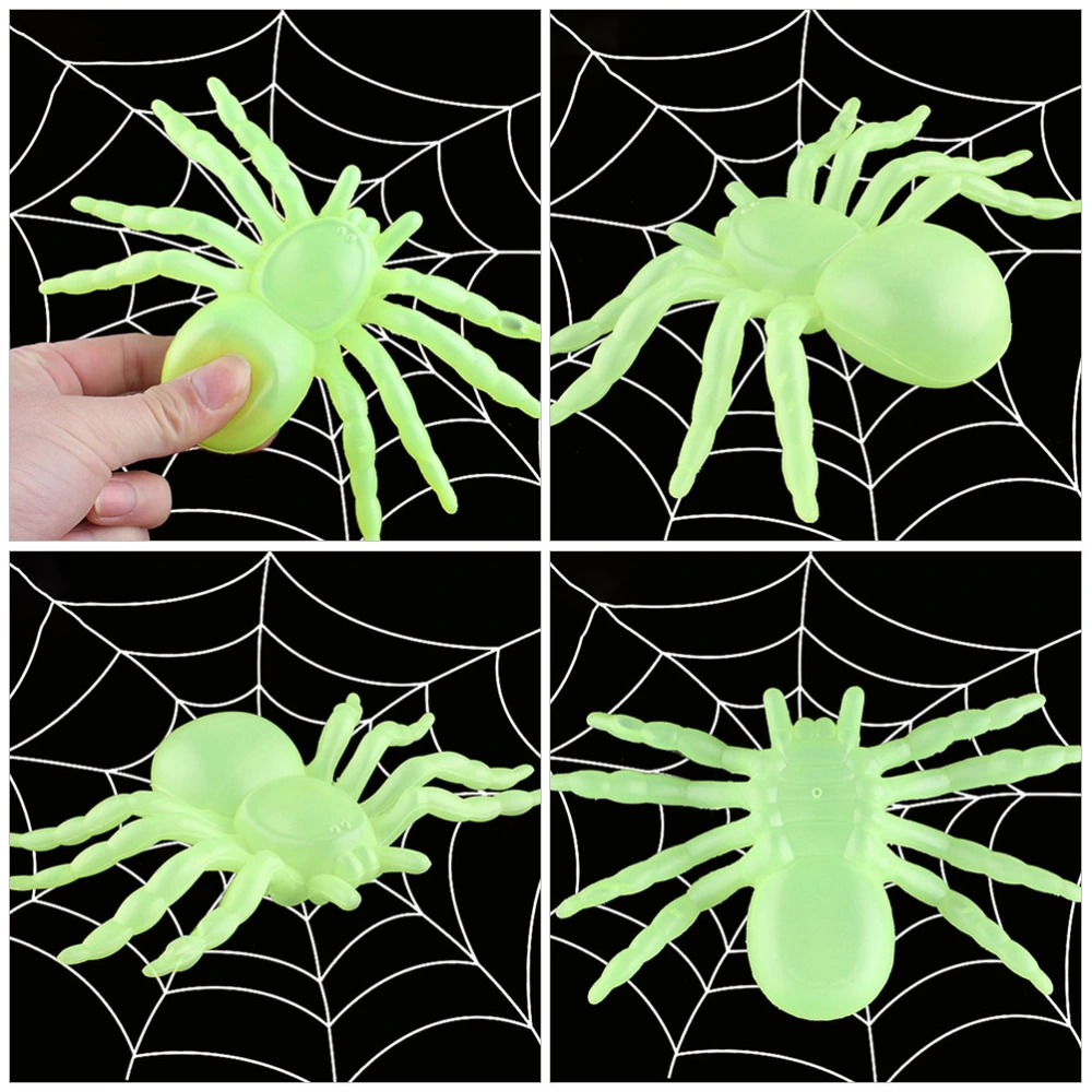 4Pcs Glow in The Dark Spiders Luminous Spiders Halloween Prank Spiders Party Prank Props