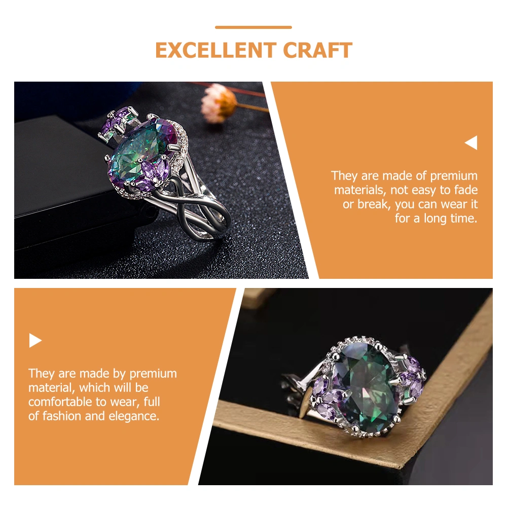 Colorful Finger Ring Zircon Ring Party Rhinestone Ring for Women Ring Jewelry