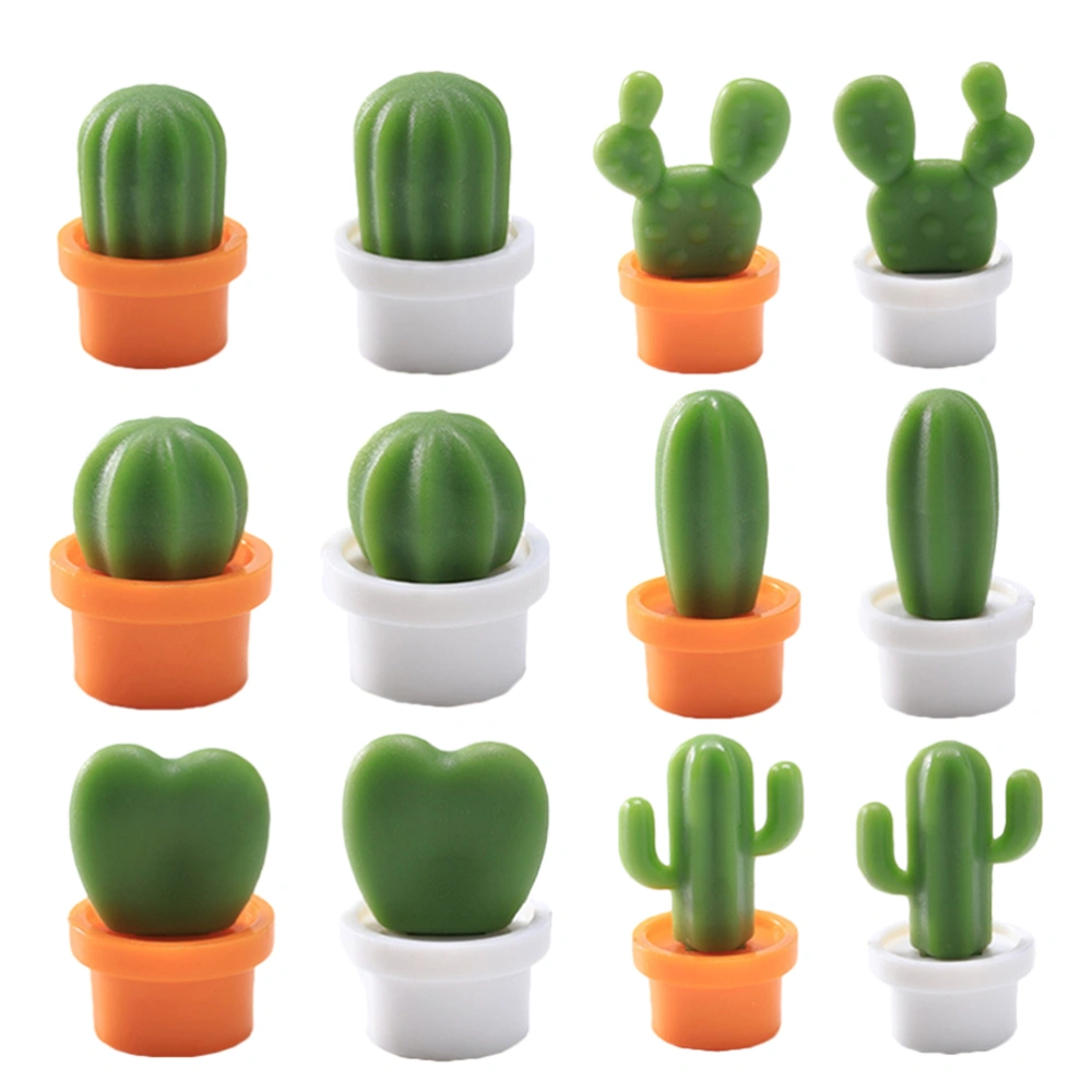 12pcs Fridge Magnet Adorable Cactus Shape Fridge Locker Magnet Sticker