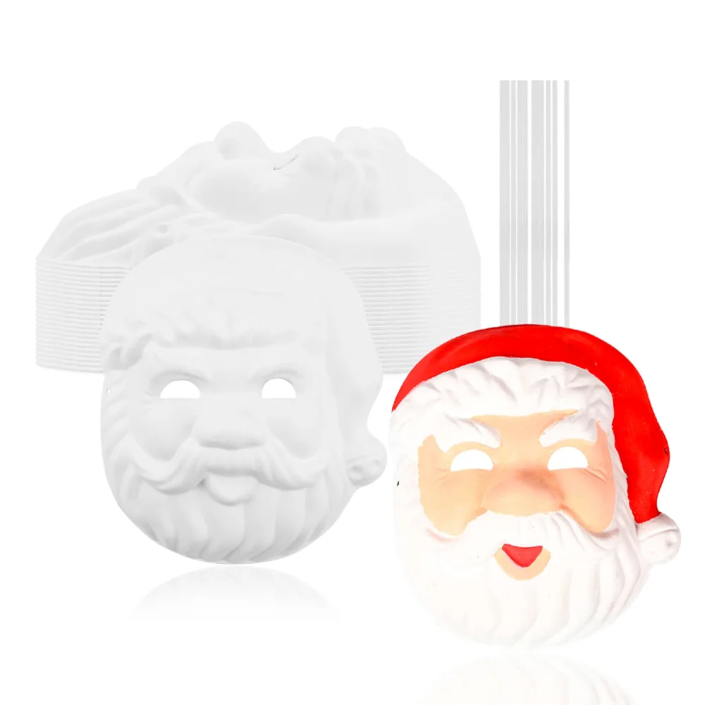 18Pcs Santa Claus Face Mask DIY Blank Full Mask Christmas Santa Claus Unpainted Mask DIY Mask