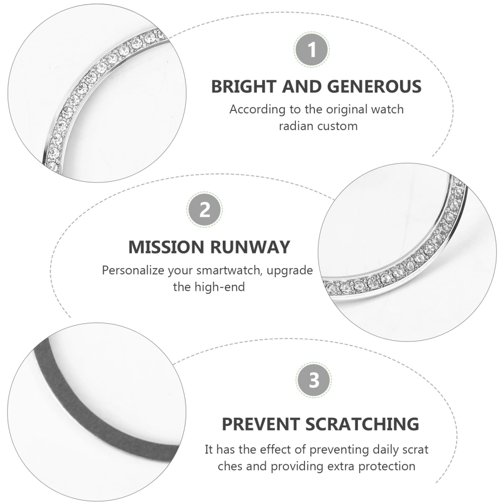 Diamond-mounted Bezel Ring Bezel Loop Cover Anti Scratch Collision Protector Compatible for Galaxy Watch (42mm, Silver)