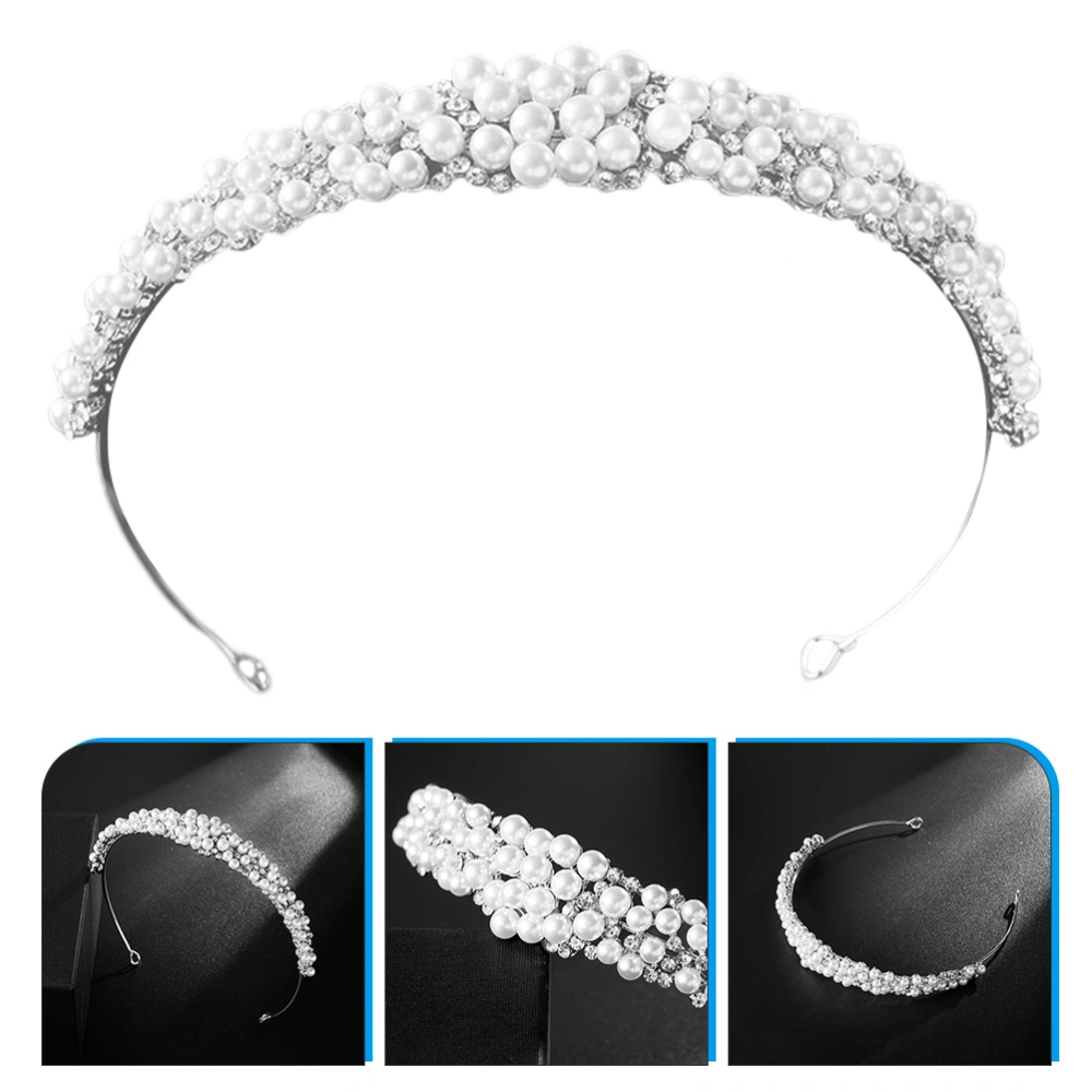 Bride Faux Pearl Headband Hair Jewelry Pearl Wedding Headpieces for Bride Party