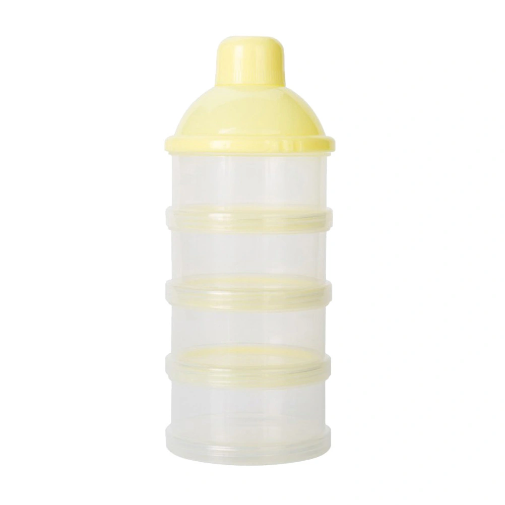 4 Layers Portable High capacity Detachable Baby Milk Powder Formual Dispenser Baby Feeding Travel Storage Container Non-Spill Stackable Snack Storage Container(Yellow)