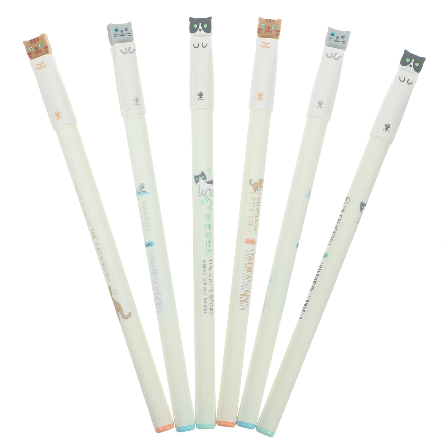 6 pcs Cat Pens Kawaii Gel Pens Black Ink Pen Cute Gel Pens Writing Cat Pen for Students