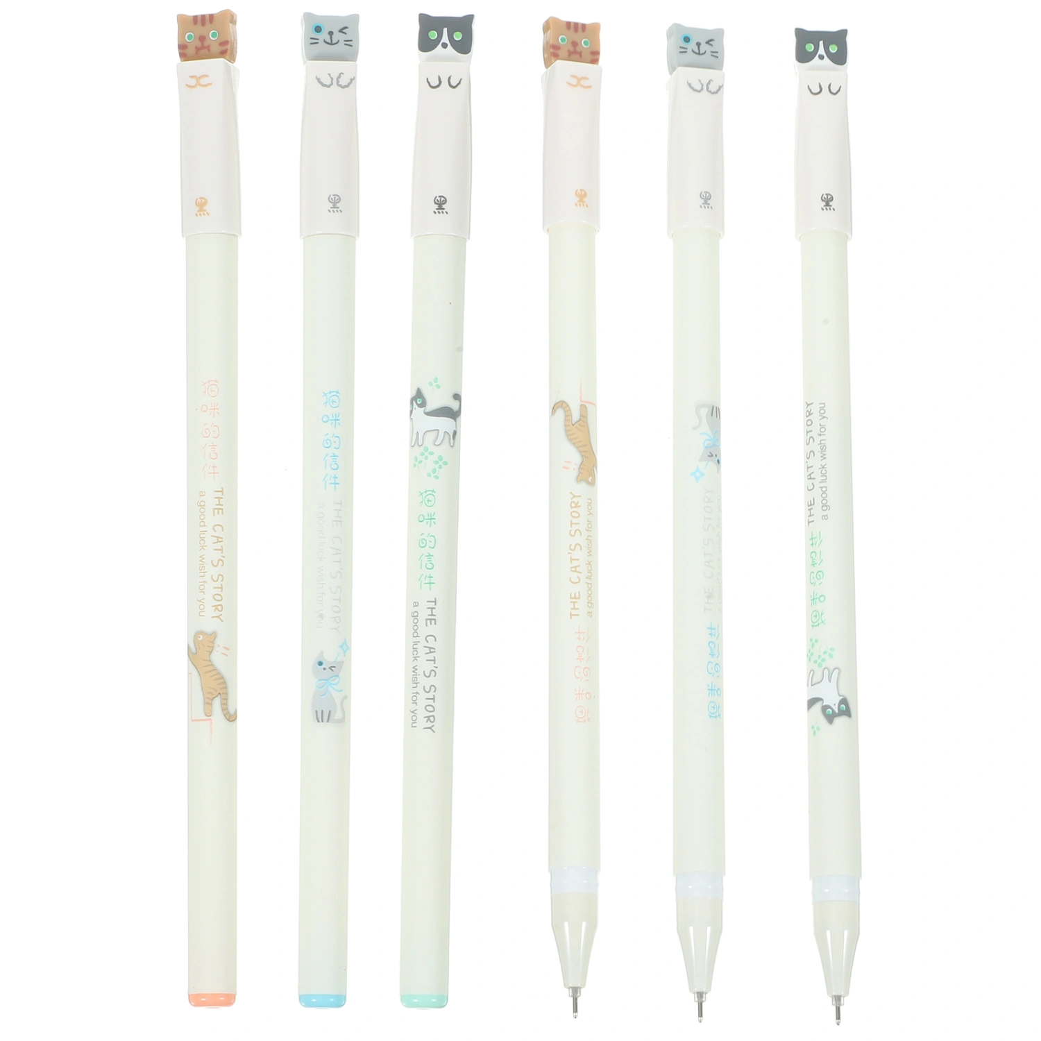 6 pcs Cat Pens Kawaii Gel Pens Black Ink Pen Cute Gel Pens Writing Cat Pen for Students