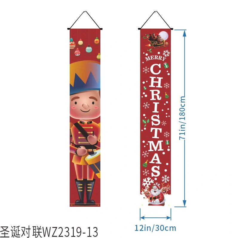 1 Pair of Christmas Door Banners Hanging Door Sign Pendants Porch Couplets Decors Xmas Party Banners