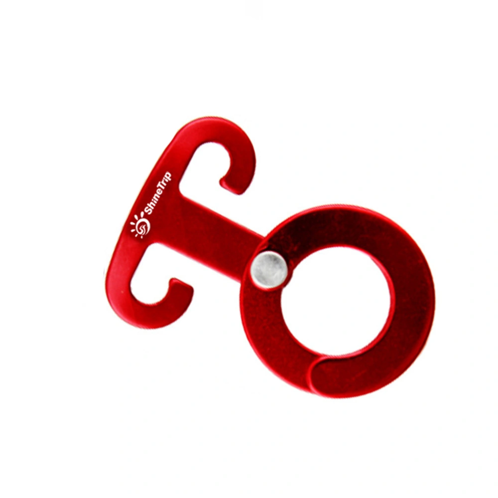 Multifunction Camping Rope Hangers Self-lock Aluminum Alloy Hook Buckle for Tent Camping Hiking Backpacking Climbing (Red)