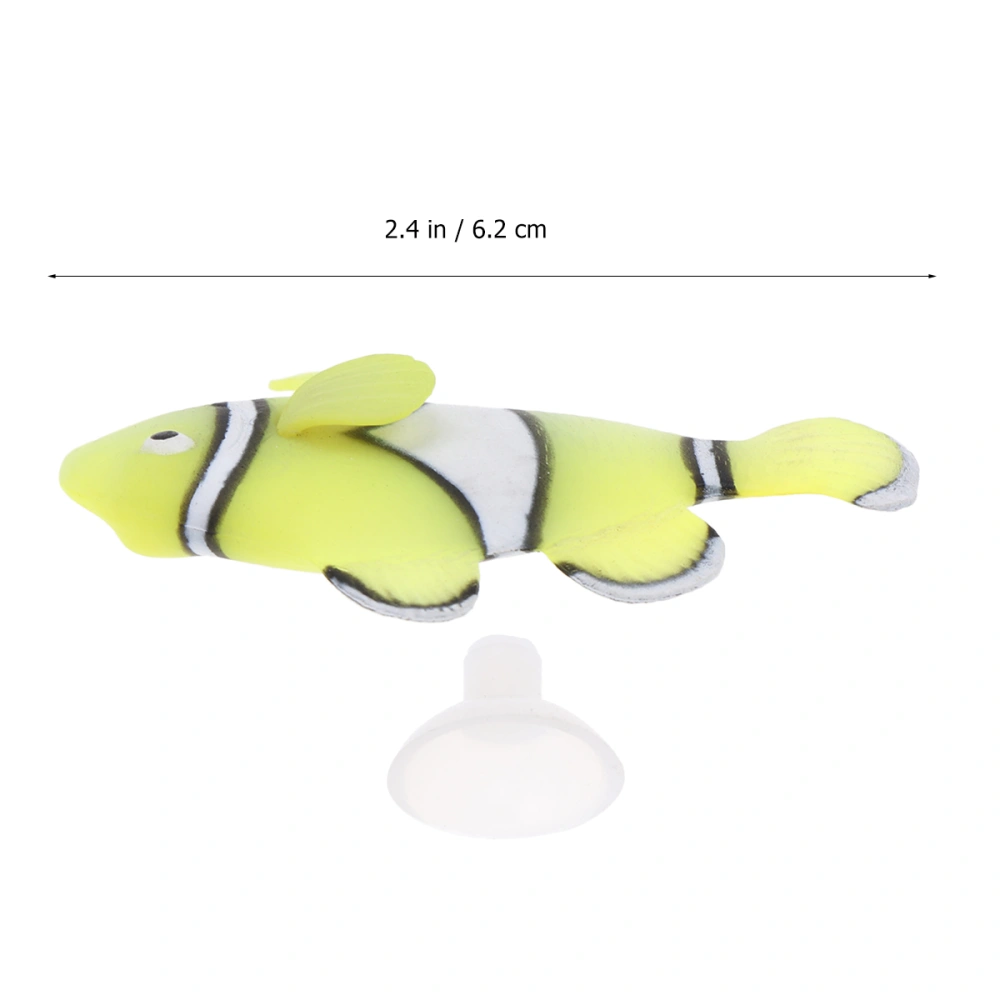 1PC Artificial Clownfish Silicone Fish Floating Landscape for Fish Tank Aquarium Ornament Decoration (Yellow)