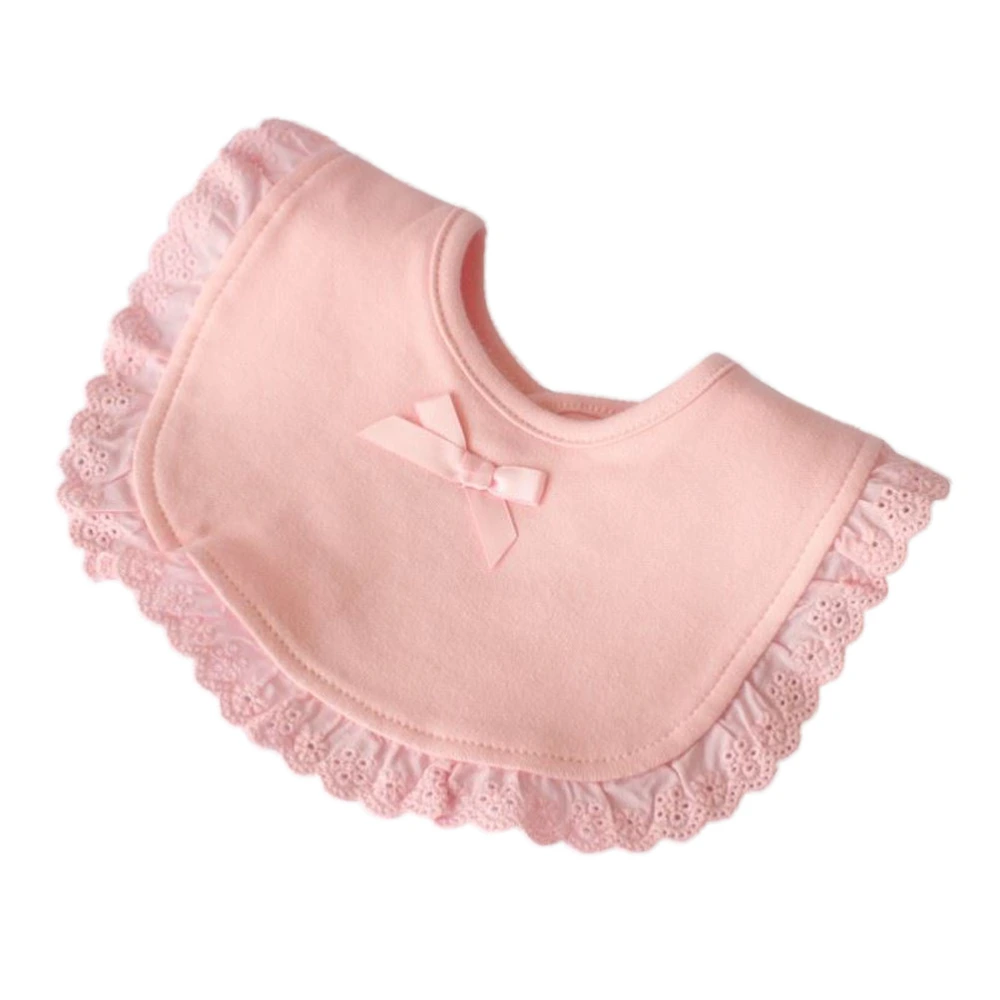 Lace Baby Bib Baby Towel Waterproof Cotton Dining Bibs for Baby Newborn Infant (Pink)